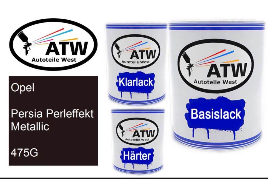 Opel, Persia Perleffekt Metallic, 475G: 1L Lackdose + 1L Klarlack + 500ml Härter - Set, von ATW Autoteile West.